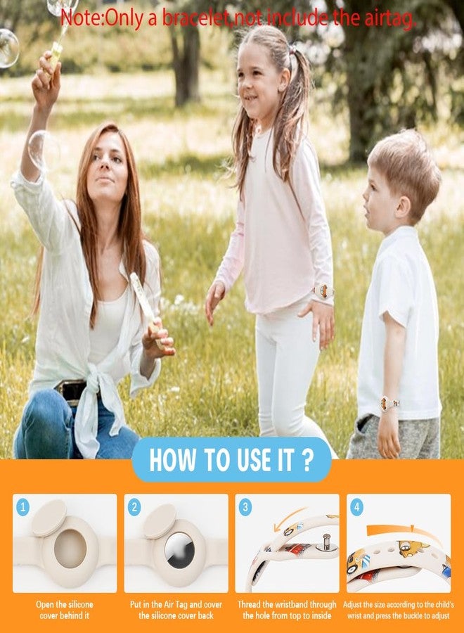 ZORBES® Kids Air-Tag Bracelet Cartoon Silicone Bracelet 9 Inches Adjustable Wrist Band for Air Tag,Anti-Lost Air Tag Waterproof Full Cover Protection Silicone Cover for,White - Image 5